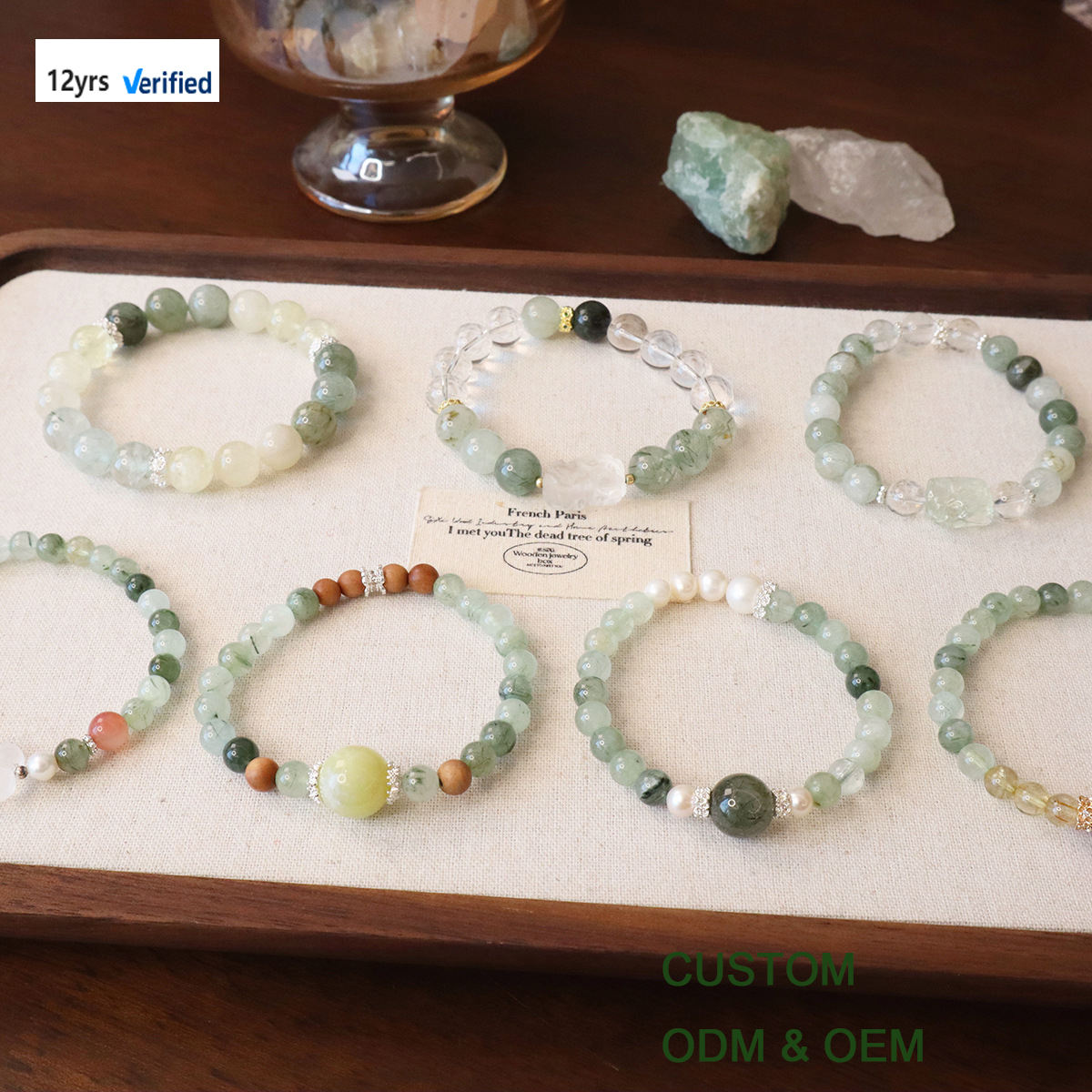 Green Phantom Quartz Crystal Bracelet - Garden Quartz Healing Crystal Artisan