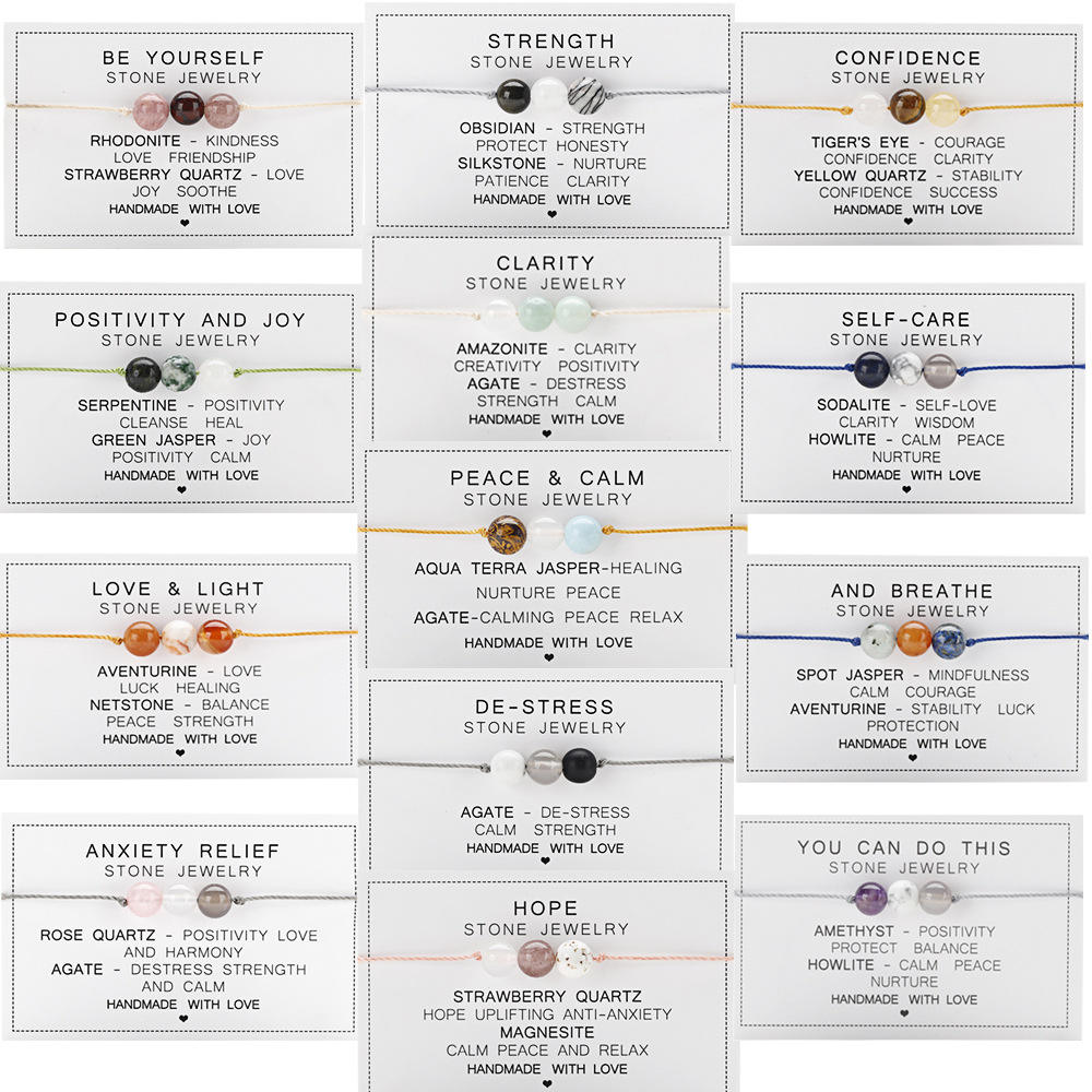 Anxiety Relief Crystal Bracelet Set - Healing Natural Stone Crystal Artisan