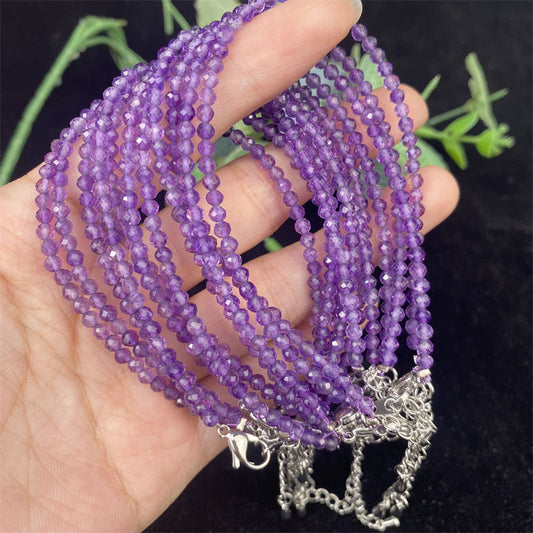 Natural Amethyst Crystal Bracelet - Purple Quartz Healing Stone Crystal Artisan